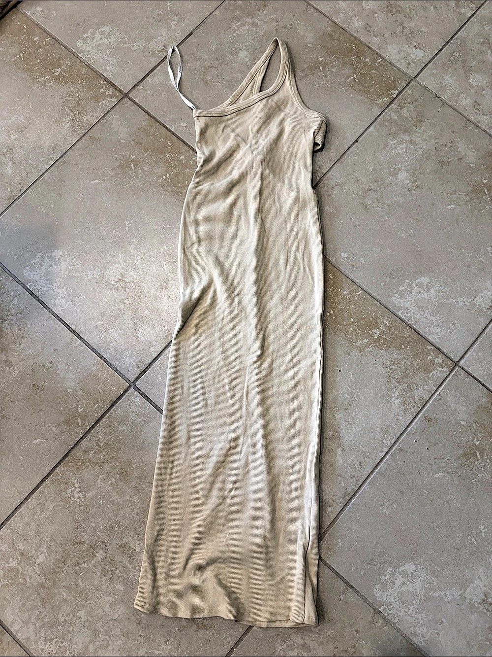 Thelau by? Ribbed Maxi Dress in Beige Size Small Like New
